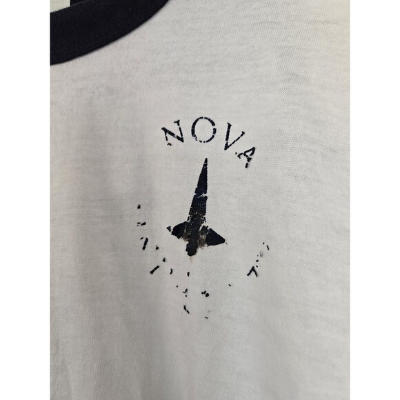 Vintage Nova University T Shirt Mens M Ringer Tee Florida White 80s USA - Picture 3 of 7